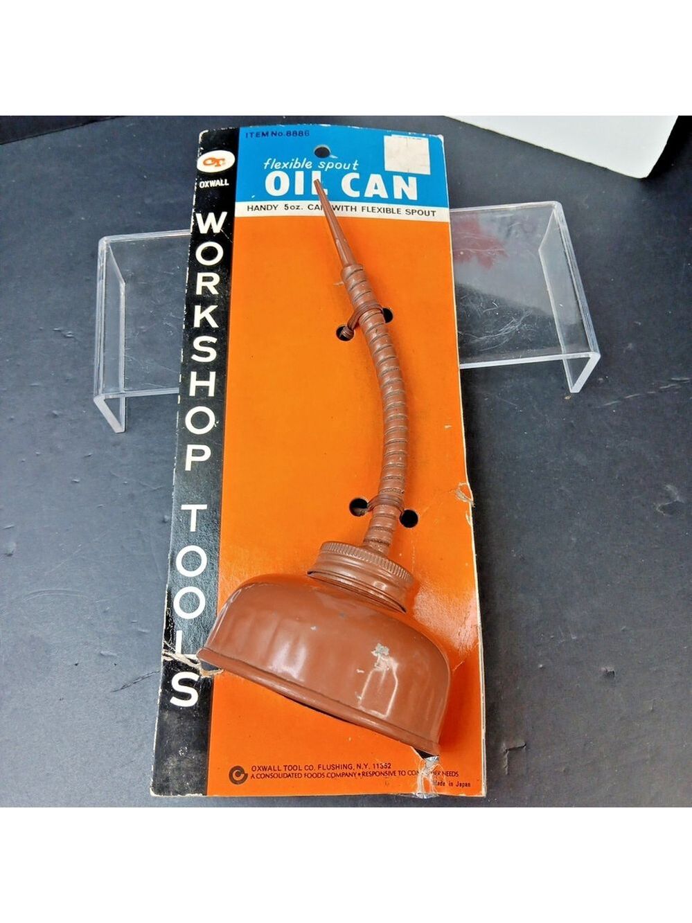 New Vintage Oxwall flexible spout oil can, Item No. 8886 In Original Packaging